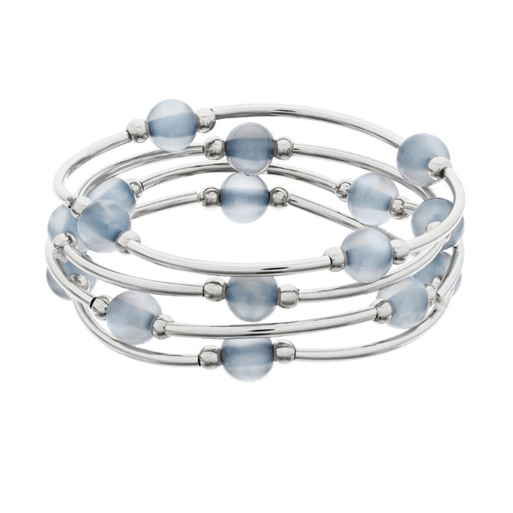 Color Blue Beaded Stretch Bracelet Set